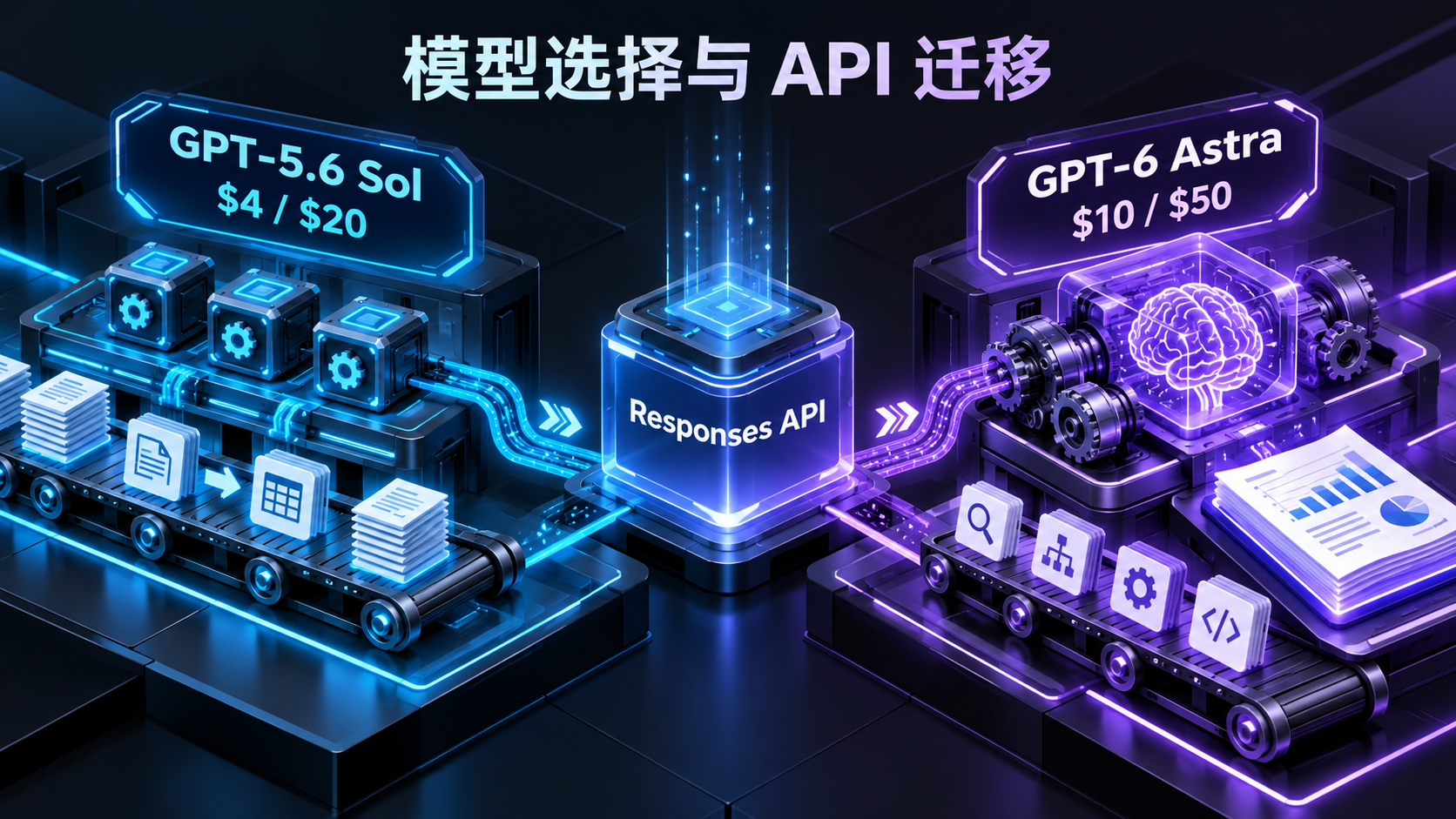 GPT-5.6 Sol 与 GPT-6 Astra 模型选择和 API 迁移对比图